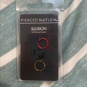 3/$20 Pierced Nation Illusion Hoop Earrings Set - Red, Black, Gold